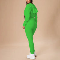 Women's 2-Piece Set Hooded Crop Top & Slim Fit Pants