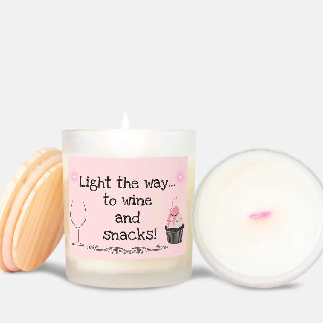 Light the Way to Wine and Snacks - Pink Wick Candle