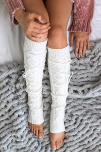 Cable Knit Long Tie Leg Warmer - Jessiz Boutique