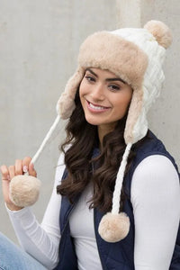 Cable Weave Pom Trapper Hat - Jessiz Boutique