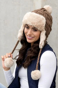 Cable Weave Pom Trapper Hat - Jessiz Boutique