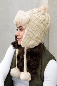 Cable Weave Pom Trapper Hat - Jessiz Boutique