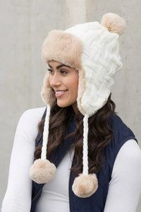 Cable Weave Pom Trapper Hat - Jessiz Boutique