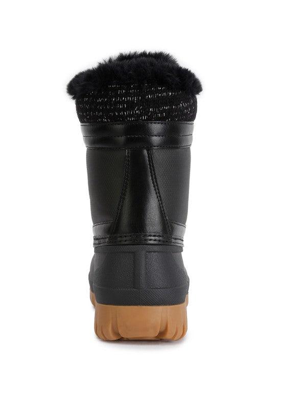 Capucine Fur Collar Contrasting Lug Sole Boots - Jessiz Boutique