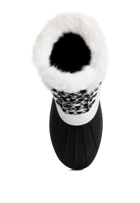 Capucine Fur Collar Contrasting Lug Sole Boots - Jessiz Boutique