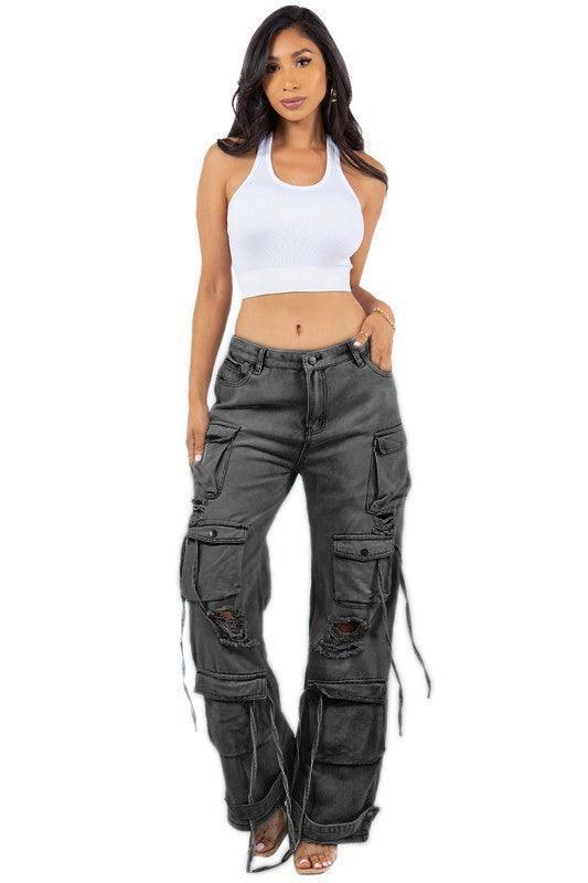 Cargo Style Denim Style Denim Pants - Jessiz Boutique