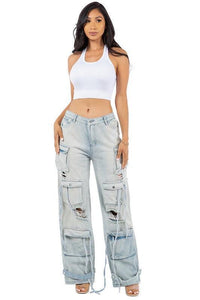 Cargo Style Denim Style Denim Pants - Jessiz Boutique