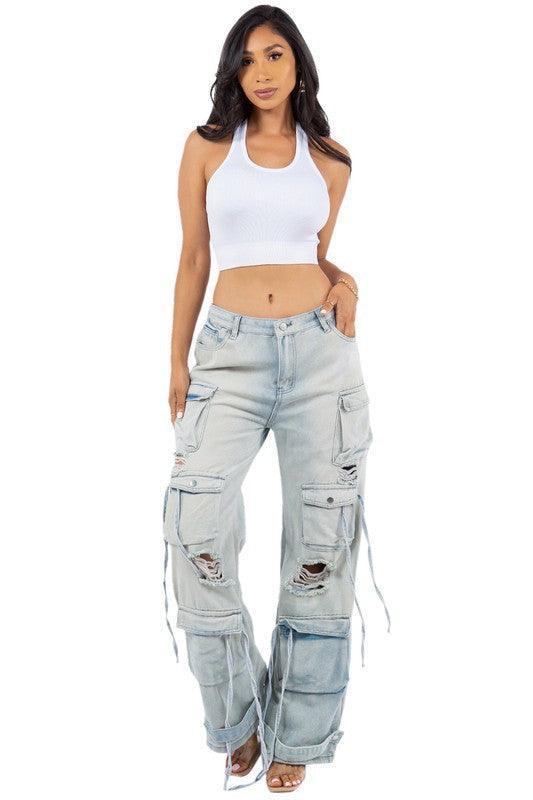 Cargo Style Denim Style Denim Pants - Jessiz Boutique