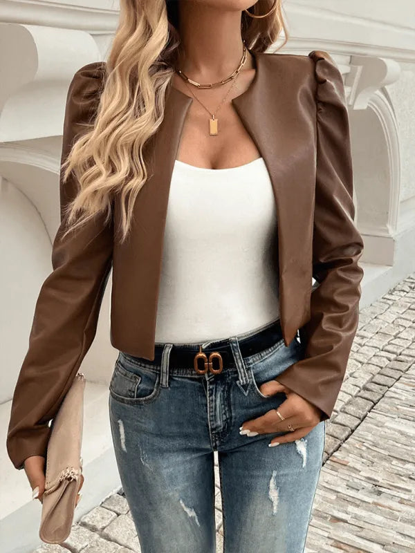 Casual Cardigan Leather Jacket - Jessiz Boutique