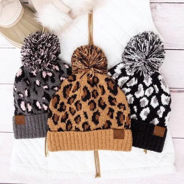 CC Leopard Pom Beanie - Jessiz Boutique