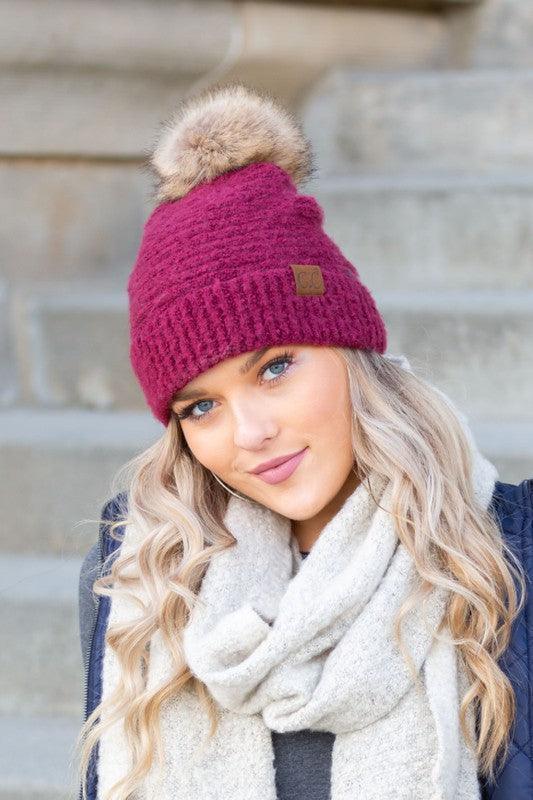 CC Ultra Soft Fur Pom Beanie - Jessiz Boutique