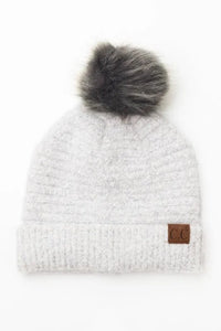 CC Ultra Soft Fur Pom Beanie - Jessiz Boutique