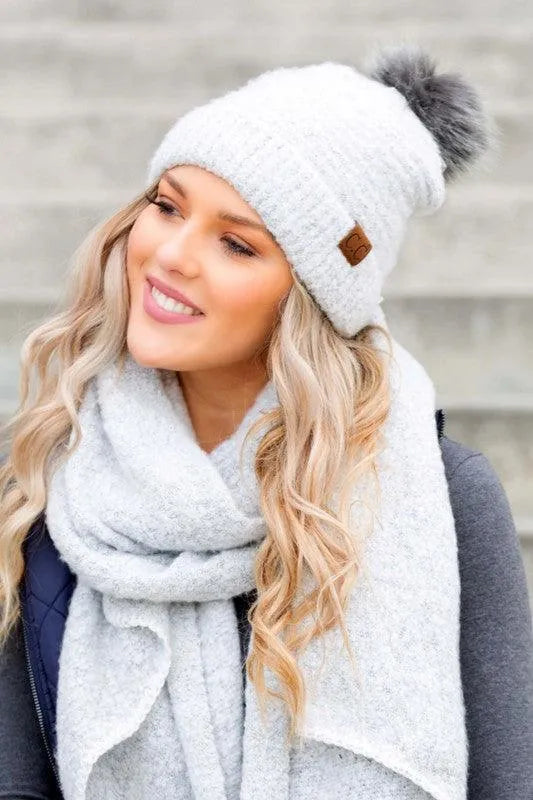 CC Ultra Soft Fur Pom Beanie - Jessiz Boutique