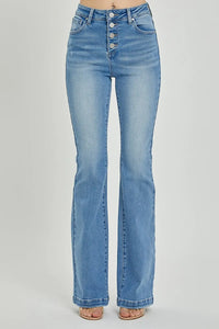 RISEN High Rise Button Fly Bootcut Jeans