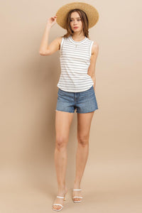 Ces Femme Striped Round Neck Tank - Jessiz Boutique