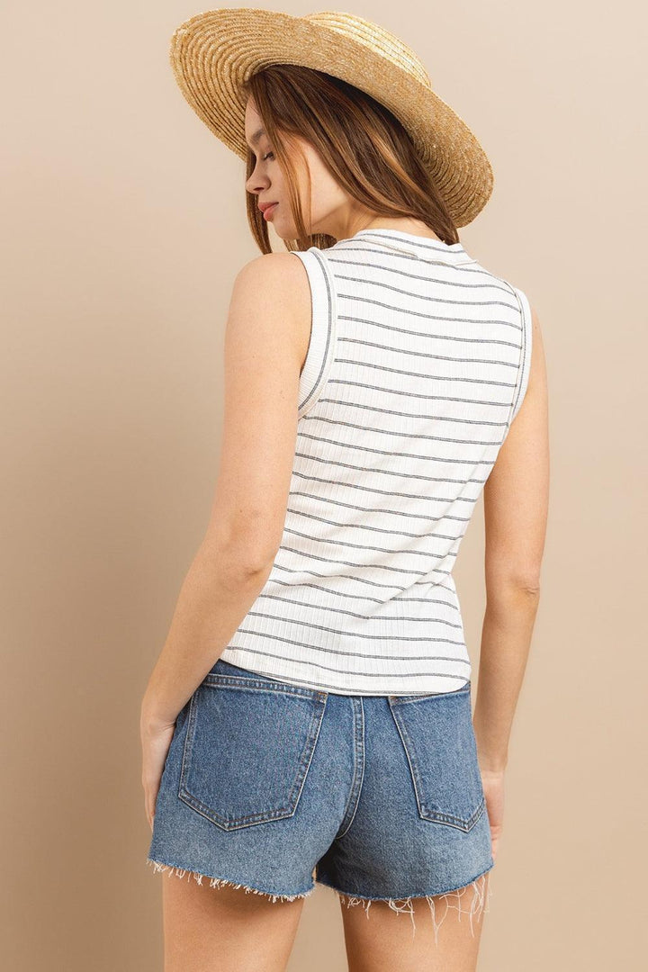 Ces Femme Striped Round Neck Tank - Jessiz Boutique