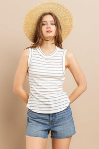 Ces Femme Striped Round Neck Tank - Jessiz Boutique