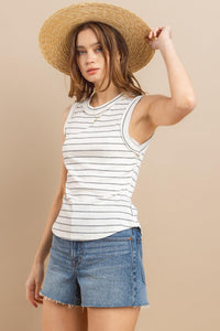 Ces Femme Striped Round Neck Tank - Jessiz Boutique