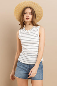 Ces Femme Striped Round Neck Tank - Jessiz Boutique