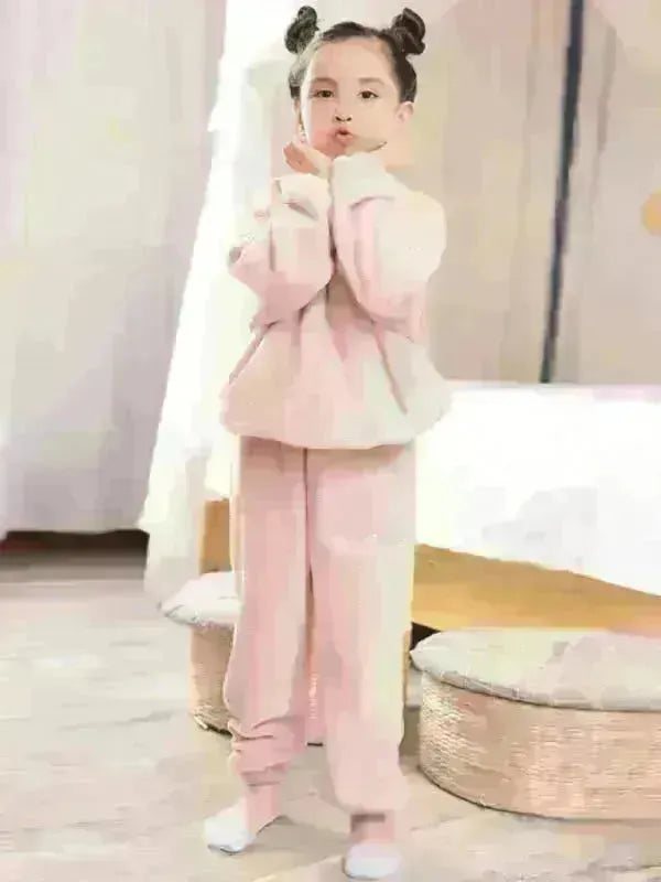 Children's Embroidered Coral Fleece Set - Jessiz Boutique