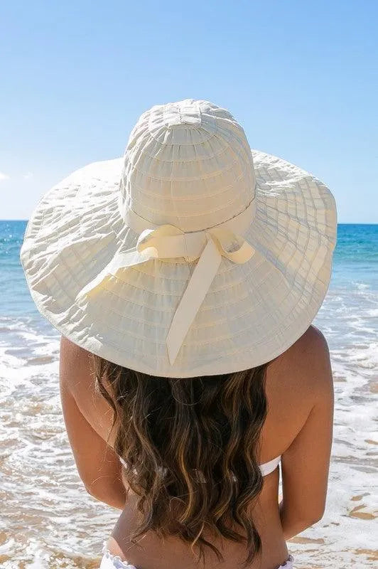 Classic Bow Accent Sunhat Extra Wide Brim - Jessiz Boutique