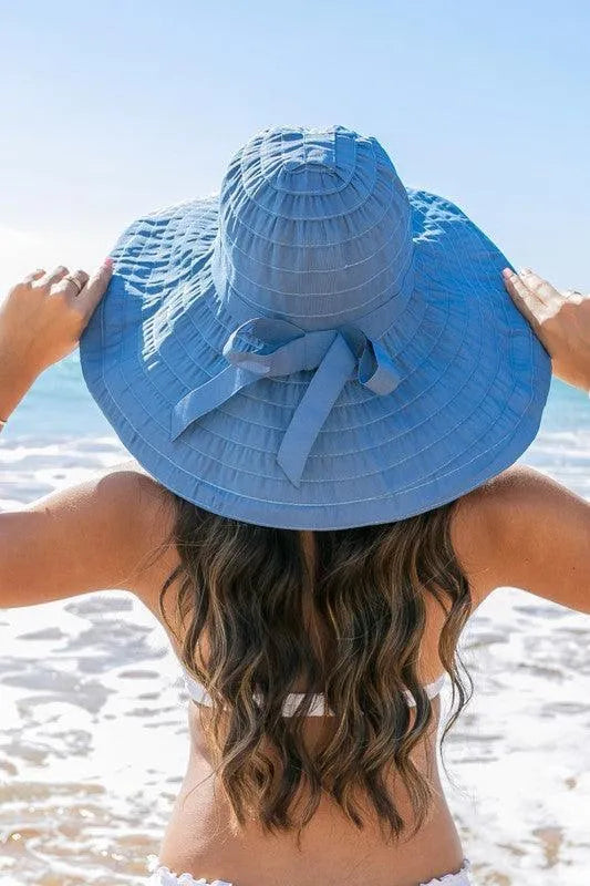 Classic Bow Accent Sunhat Extra Wide Brim - Jessiz Boutique