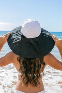 Classic Bow Accent Sunhat Extra Wide Brim - Jessiz Boutique