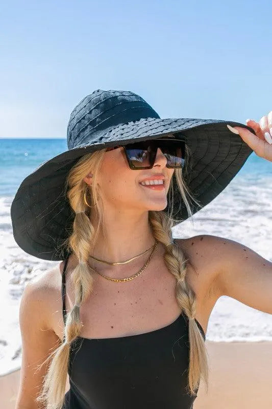 Classic Bow Accent Sunhat Extra Wide Brim - Jessiz Boutique