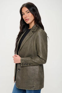 Coalition LA Single-Breasted Vegan Leather Blazer - Jessiz Boutique