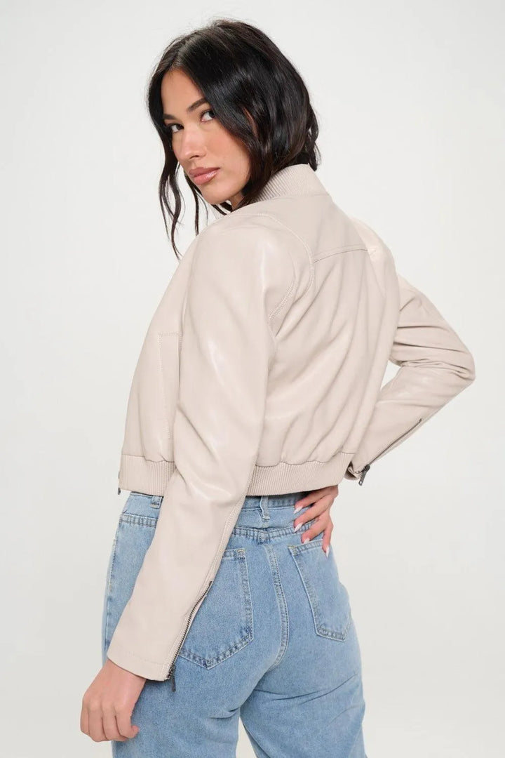 Coalition LA Zip Up Cropped Bomber Jacket - Jessiz Boutique