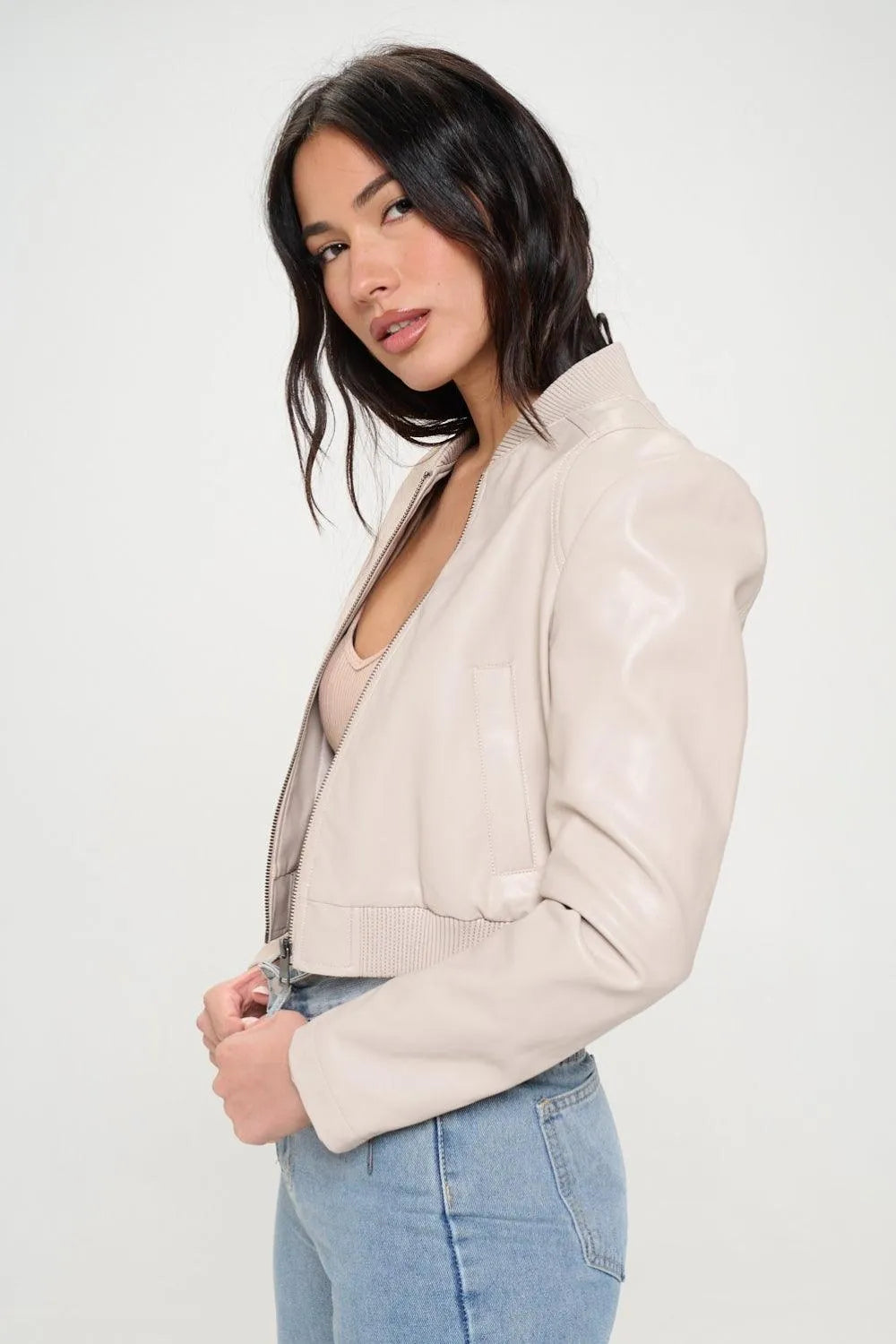 Coalition LA Zip Up Cropped Bomber Jacket - Jessiz Boutique