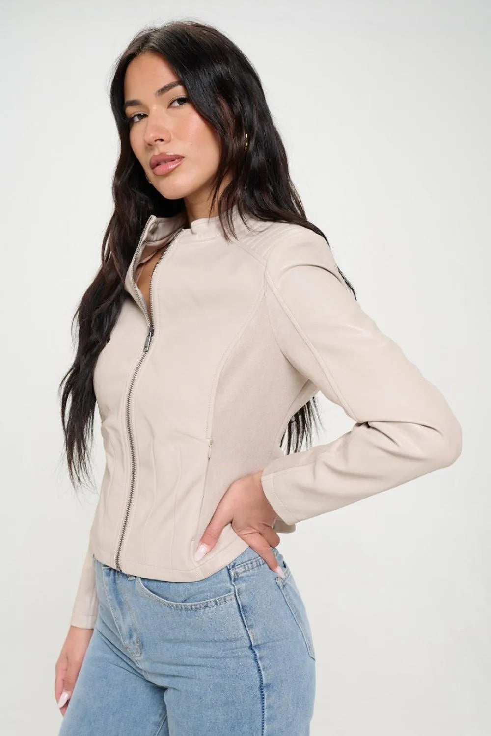 Coalition LA Zip Up Vegan Moto Jacket - Jessiz Boutique