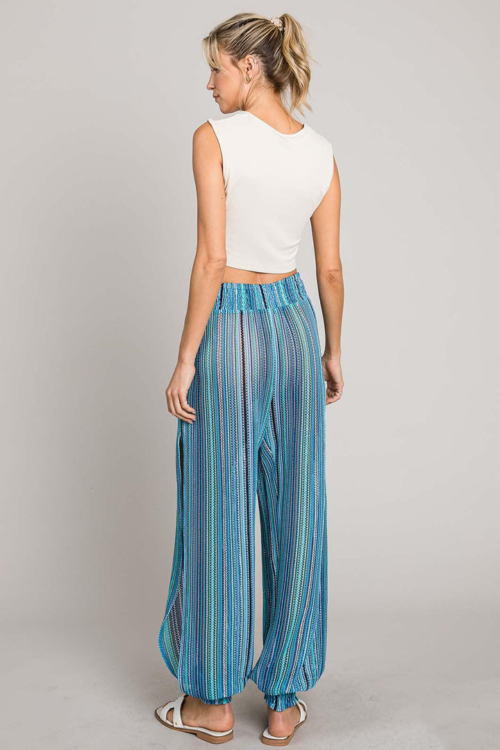 Cotton Bleu by Nu Label Striped Smocked Cover Up Pants - Jessiz Boutique