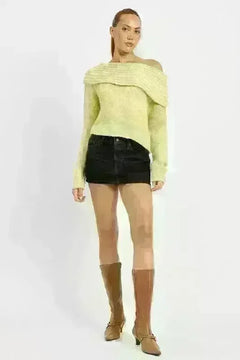 Cowl Neck Cropped Sweater - Jessiz Boutique