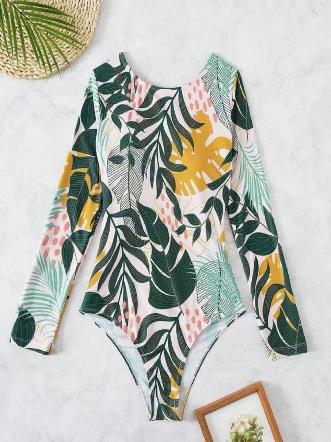 Crisscross Round Neck Long Sleeve Swimwear - Jessiz Boutique