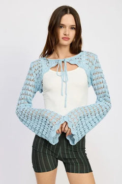 Crochet Bolero with Drawstrings - Jessiz Boutique
