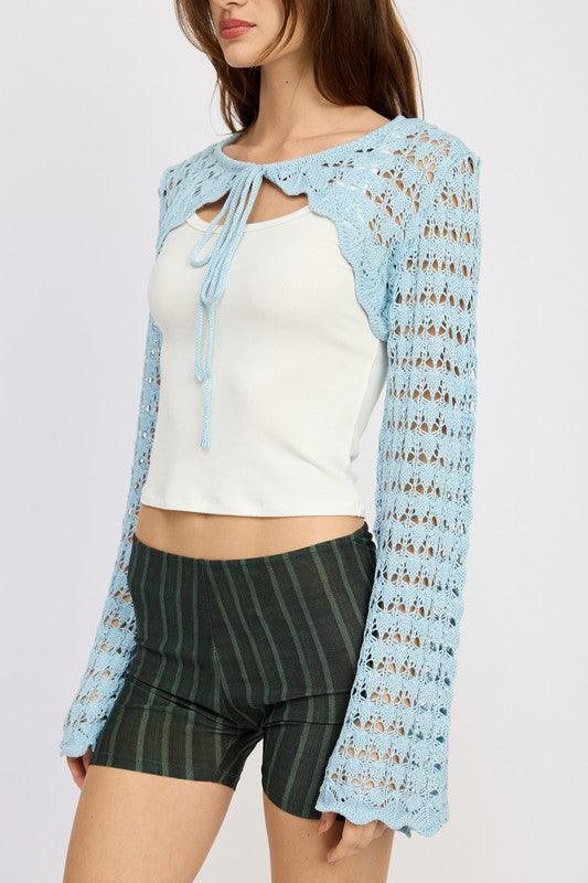 Crochet Bolero with Drawstrings - Jessiz Boutique