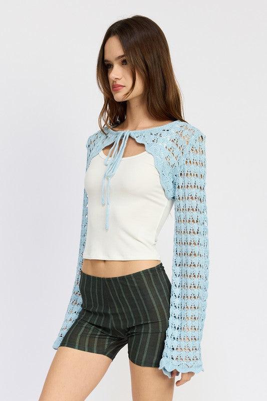 Crochet Bolero with Drawstrings - Jessiz Boutique