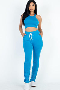Crop Top & Ruched Drawstring Pants Set - Jessiz Boutique