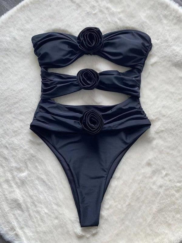 Cutout One Piece Rose Swimsuit - Jessiz Boutique