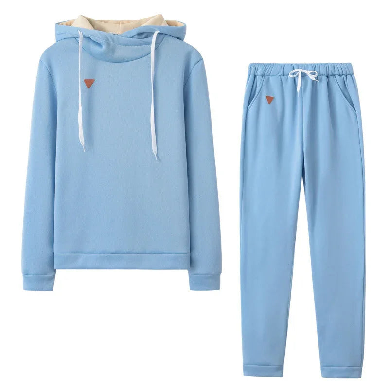 Women's Fleece Long Sleeve Hooded Casual Sports Set