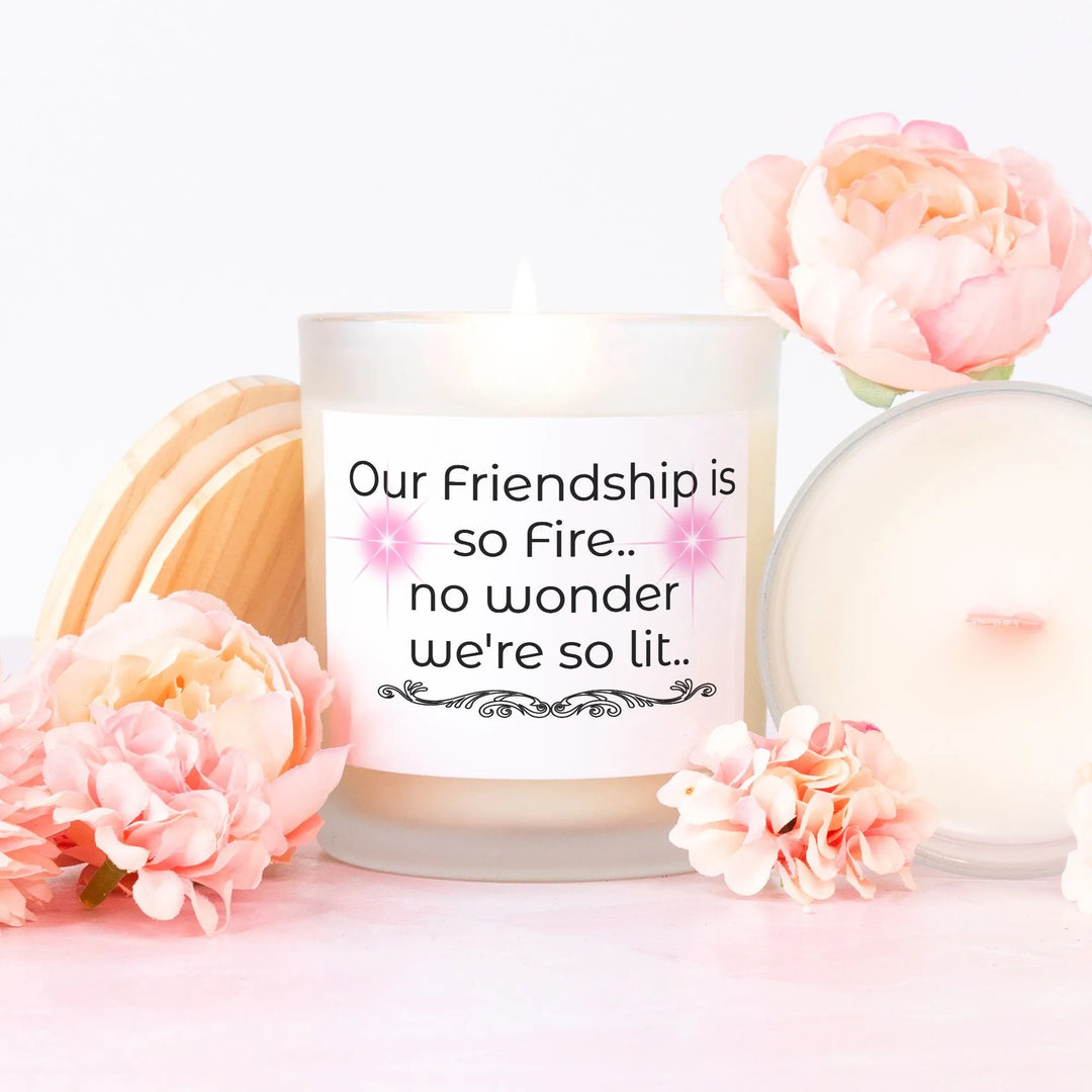 Gift for your Bestie Frosted Glass Candle with Pink Wick