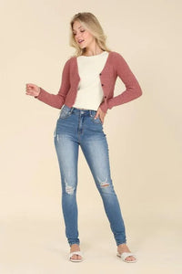 Dark Wash Distressed Skinny Jeans - Jessiz Boutique