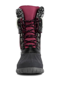 Delphine Knitted Collar Lace Up Boots - Jessiz Boutique