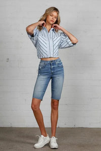 Denim Lab High Rise Denim Bike Shorts - Jessiz Boutique