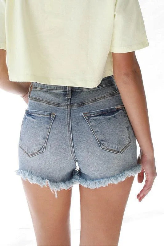 Denim Lab Ribbon Tie Frayed Denim Shorts - Jessiz Boutique