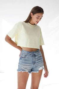 Denim Lab Ribbon Tie Frayed Denim Shorts - Jessiz Boutique