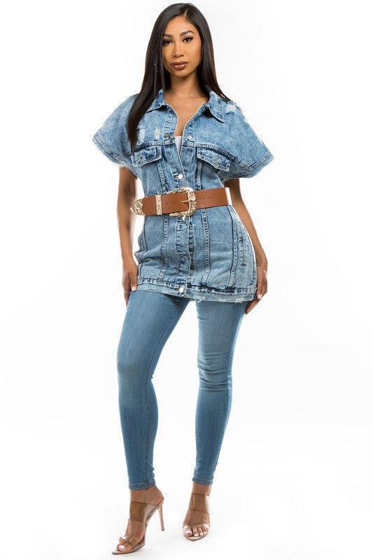 Denim Vest Jacket By Claude - Jessiz Boutique