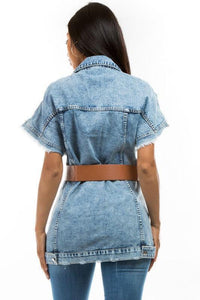 Denim Vest Jacket By Claude - Jessiz Boutique