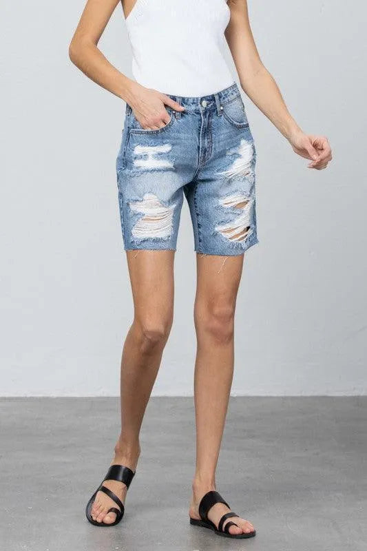 Distressed Premium Bermuda Shorts - Jessiz Boutique